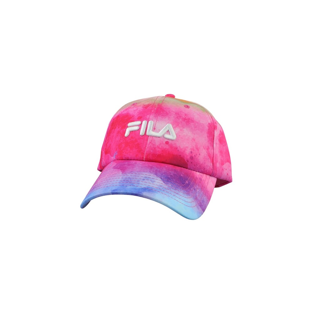Fila Women’s Embroidered Pink Blue Multicolored Tie Dye Snapback Baseball Cap - Picture 2 of 4